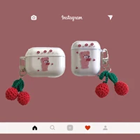 for airpods 2 case airpod pro 3 case cute bear sweet cherry cartoon keyring case for air pods case clear silicone earphone cover