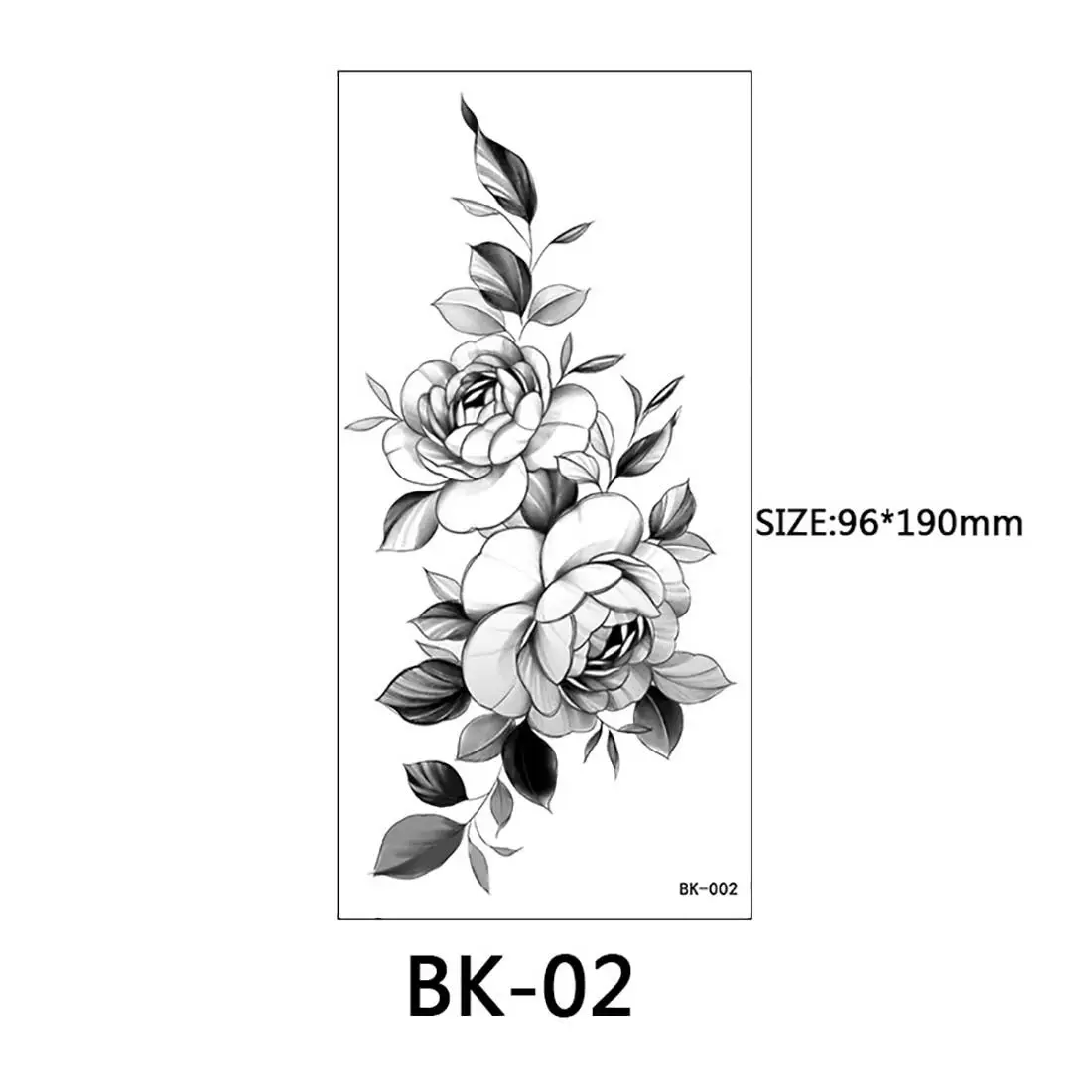 Черные эскизные наклейки для татуировок с цветами черные 3D женские