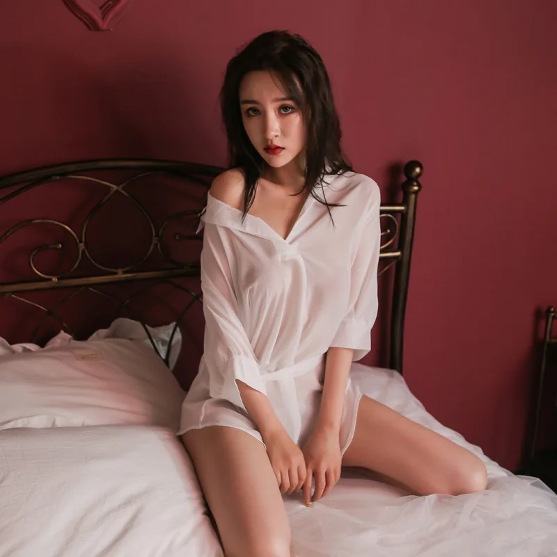 

Прозрачная шифоновая рубашка, сексуальное женское нижнее белье для ролевых игр