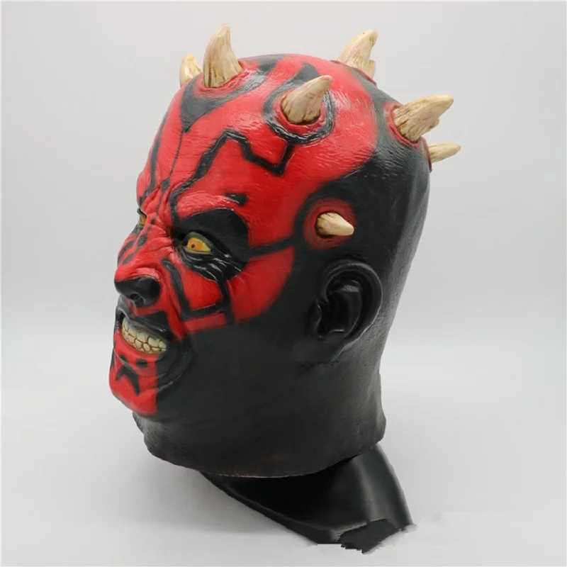 Латексная Маска Darth Maul на всю голову страшная ужасная Хэллоуин маска для костюма