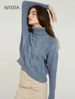Wixra Turtleneck 2019 Autumn Winter Solid Stylish Color Casual Ladies Knitted Women's Jumpers Sweater And Pullovers 1