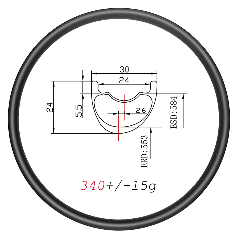 

27.5er Asymmetric 30mm wide MTB XC carbon rims 650B disc clincher tubeless 24mm deep 24H 28H 32H cross country mountain wheels