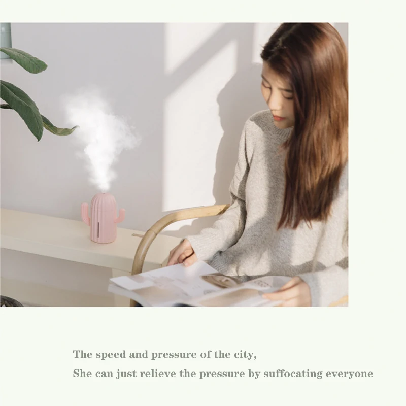 

Mini Humidifier with Night Light Portable Cactus Air Humidifier Suitable for Bedroom Office Baby Room ADW889