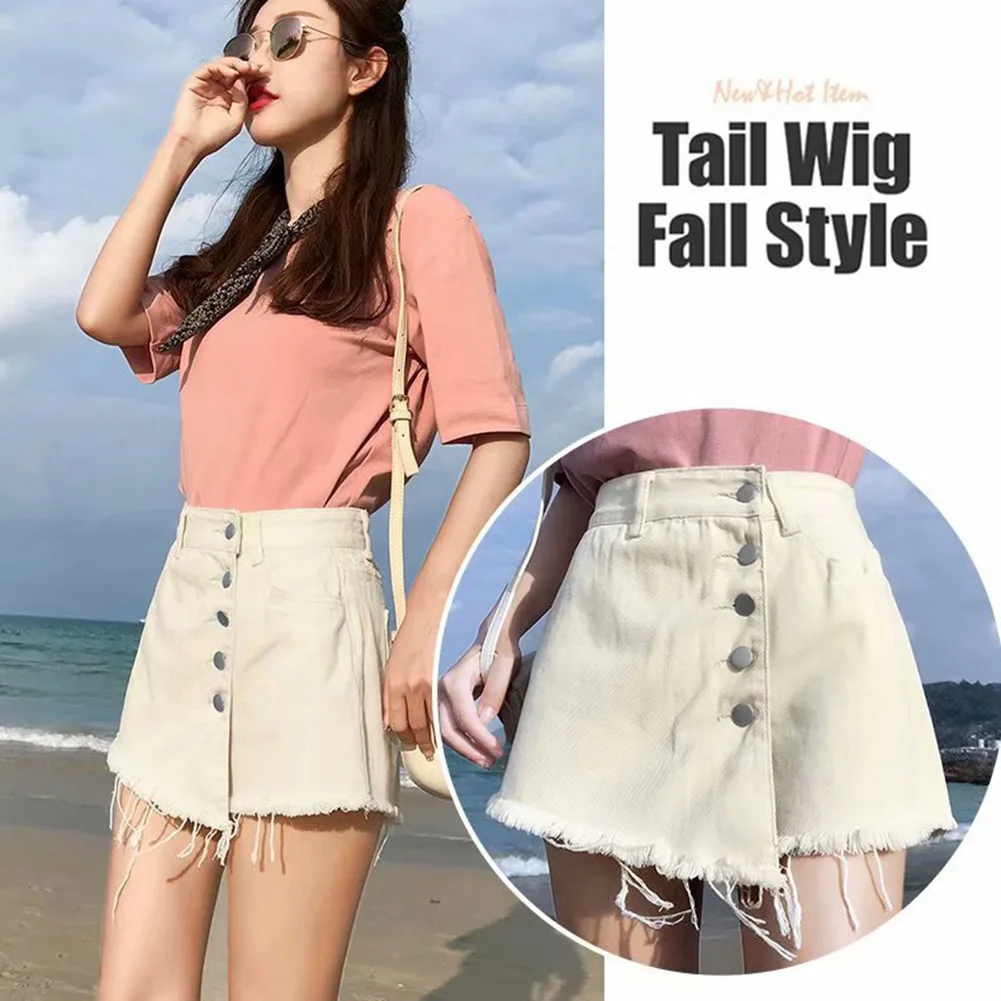 

Женские мягкие джинсы с широкими штанинами, короткие брюки с высокой талией, соблазнительные модные однотонные повседневные популярные бр...