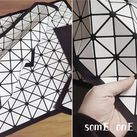 pvc leather fabric miyakes style white triangle mirror reflective diy patches modeling decor crafts bag clothes designer fabric