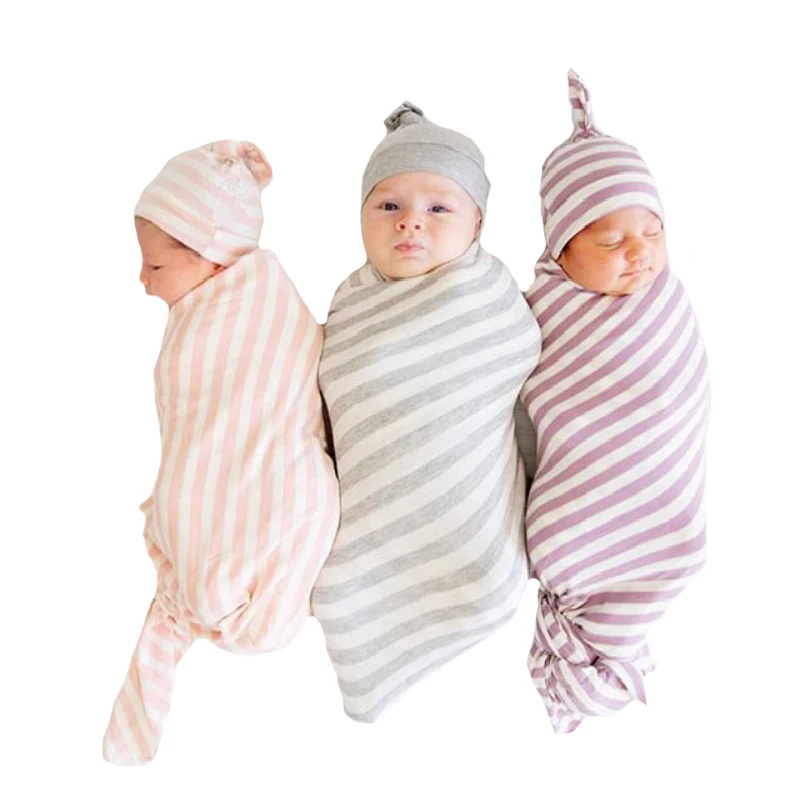 

Детские накидки, одеяло в полоску из хлопка для новорожденных, головной убор из шин, Аксессуары для младенцев, эластичное одеяло