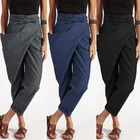 Модные брюки, повседневные длинные женские шаровары палаццо 2022 ZANZEA, женские брюки с большими карманами и боковой молнией, с резьбой