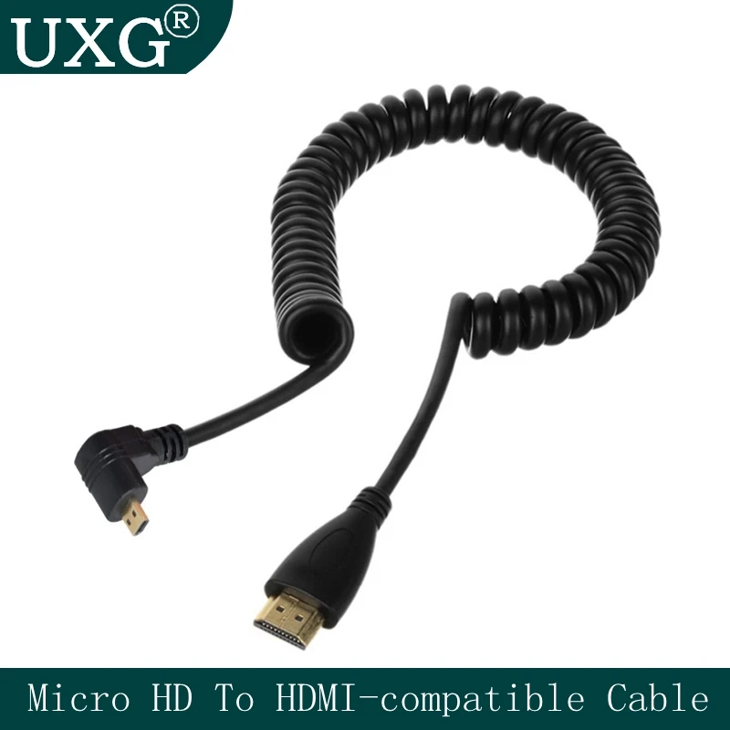 Высокоскоростной пружинный Micro HD HDMI совместимый кабель с позолоченным покрытием