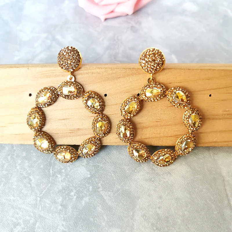 

5 pairs Gorgeous Flower Vintage Bohemia Pendants,Water drop Semi Precious Stone charm Bohemian Style Earrings for Women ER277