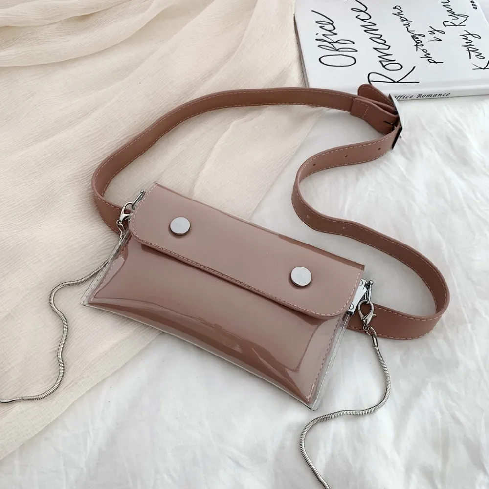 Women Waterproof Waist Bag Lether Jelly Chest Belt Bag PVC Ladies Transparent Crossbody Chain Bags Fashion Fanny Pack a08