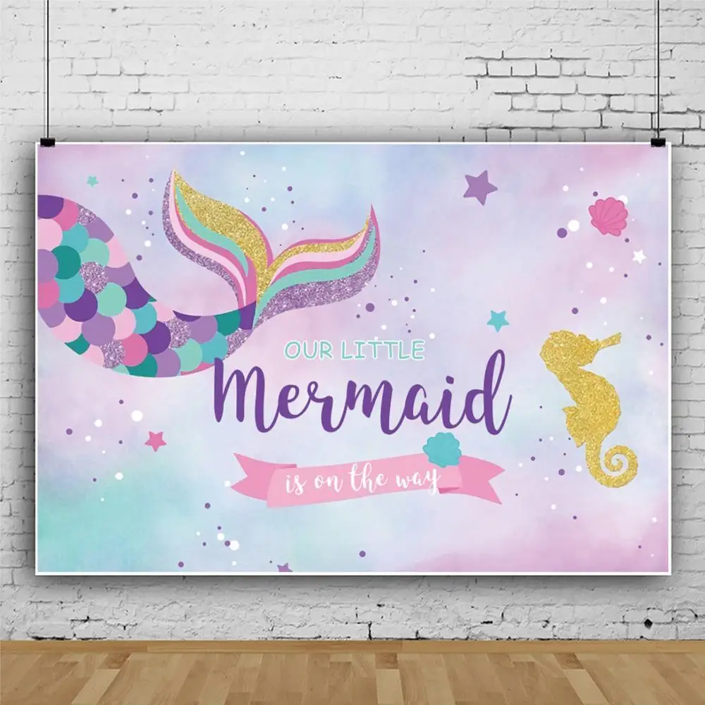 

Little Mermaid Photography Backdrops Photophone Celebration Birthday Party Background for Photo Studio Props Underwater Vinyl