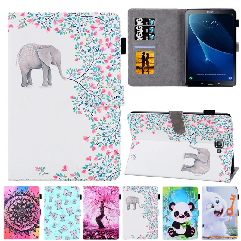 

For Samsung Tab A6 10.1" Case SM-T580 Cartoon Elephant Leather Cover For Samsung Galaxy Tab A 6 2016 10.1 T585 T580 Cover Cases