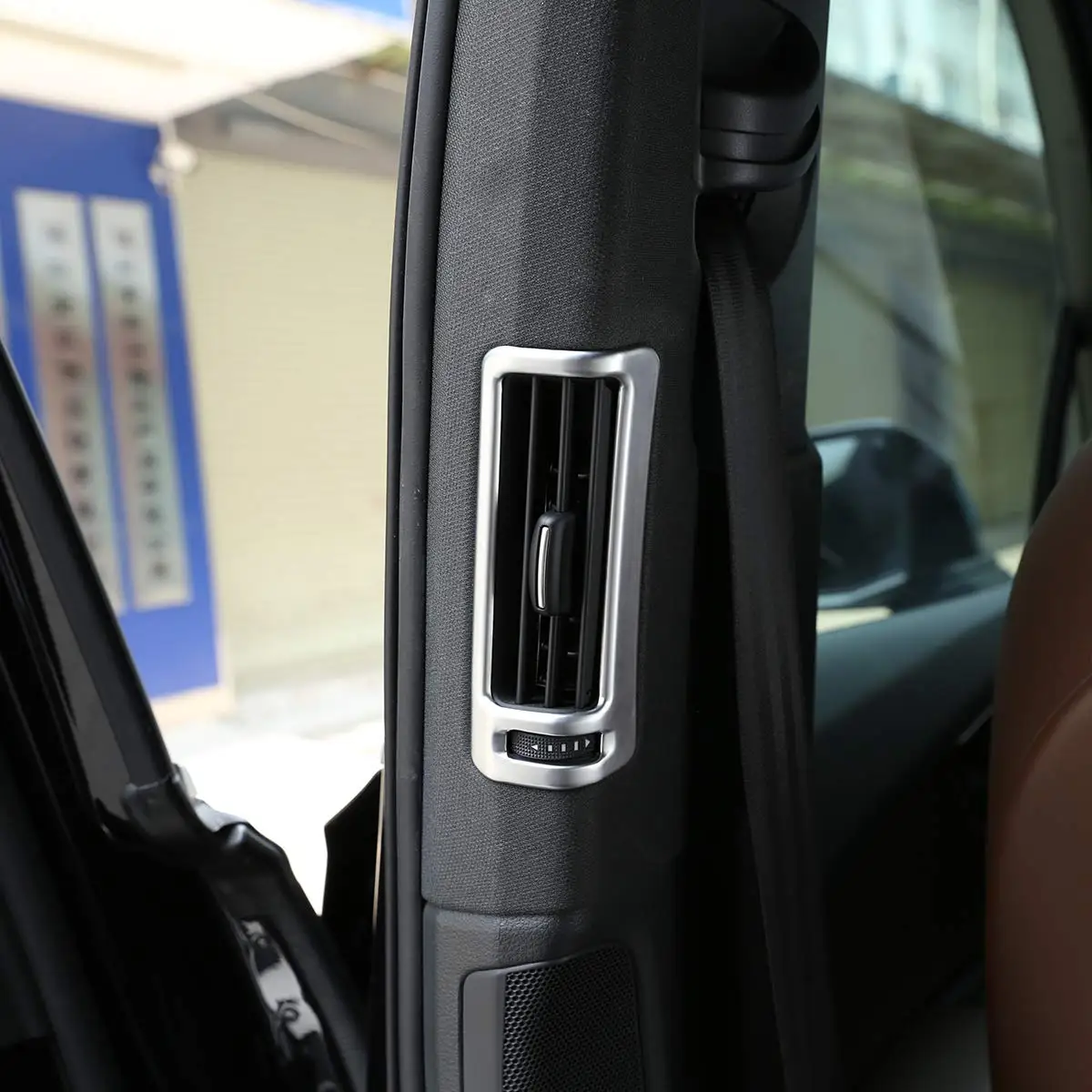 for Audi Q7 2014-2017 ABS Matt Chrome Post B Pillar Air Conditioning Vent Frame Trim | Interior Mouldings