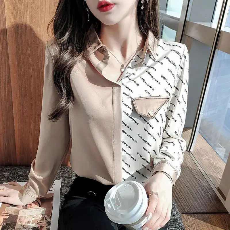 

Satin shirt women spring and autumn long-sleeved spring 2021 new professional chiffon shirt anti-wrinkle shirt