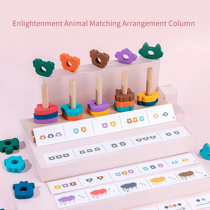 

Baby Educational Colorful Wooden Animal Shape Geometric Sorting Board Montessori Kids Educational Stack Building Puzzle kid Gift