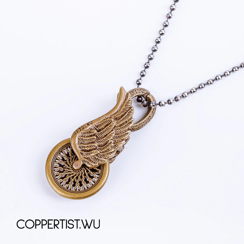 Coppertist. wu латунный металлический двигатель летающего колеса брелок для ключей ручной работы Модное панк кольцо для ключей с сумочкой кулон