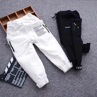 spring autumn polyester boy trousers new 2021 korean version fashion outdoor handsome tie feet pants casual childrens clothing