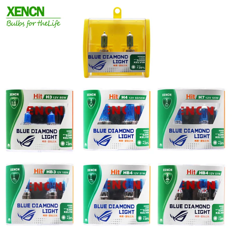 XENCN 12V H1 H3 H4 H7 H8 H9 H10 H11 H13 H15 H16 880 881 9005 9006 9012 5300K Blue Diamond, для использования в светильник автомобилей головной светильник галогенных ламп, 2 шт