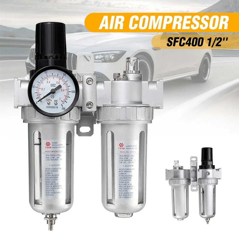 SFC400 1/2 Air Compressor Fuel Oil Water Moisture Lubricator Trap Filter Regulator Connection Pneumatic Parts | Автомобили и