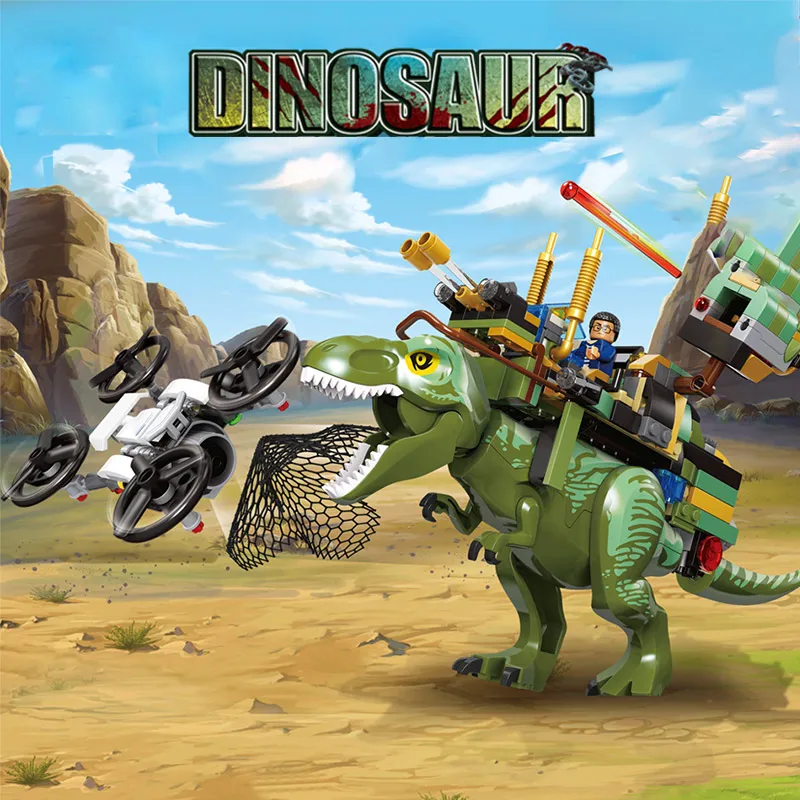 340 шт. городские строительные блоки для животных Юрский Мир фигурки динозавров из