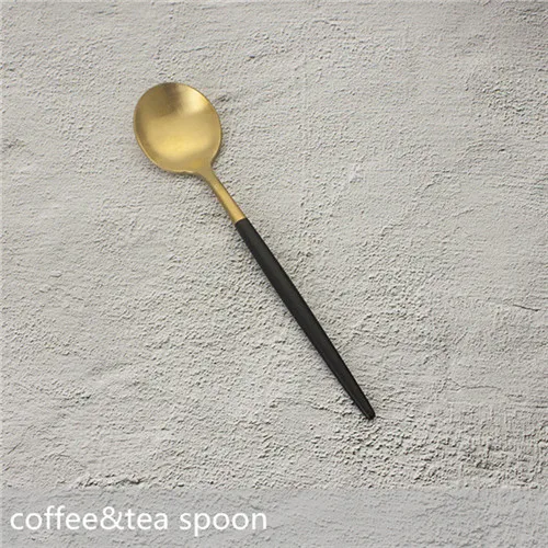 tea spoon Золотой столовый набор из вилок из нержавеющей стали, ложка, посуда, кухонный десертный ужин, вилка, ложка, набор ножей, столовая посуда, набор посуды - Цвет: tea spoon