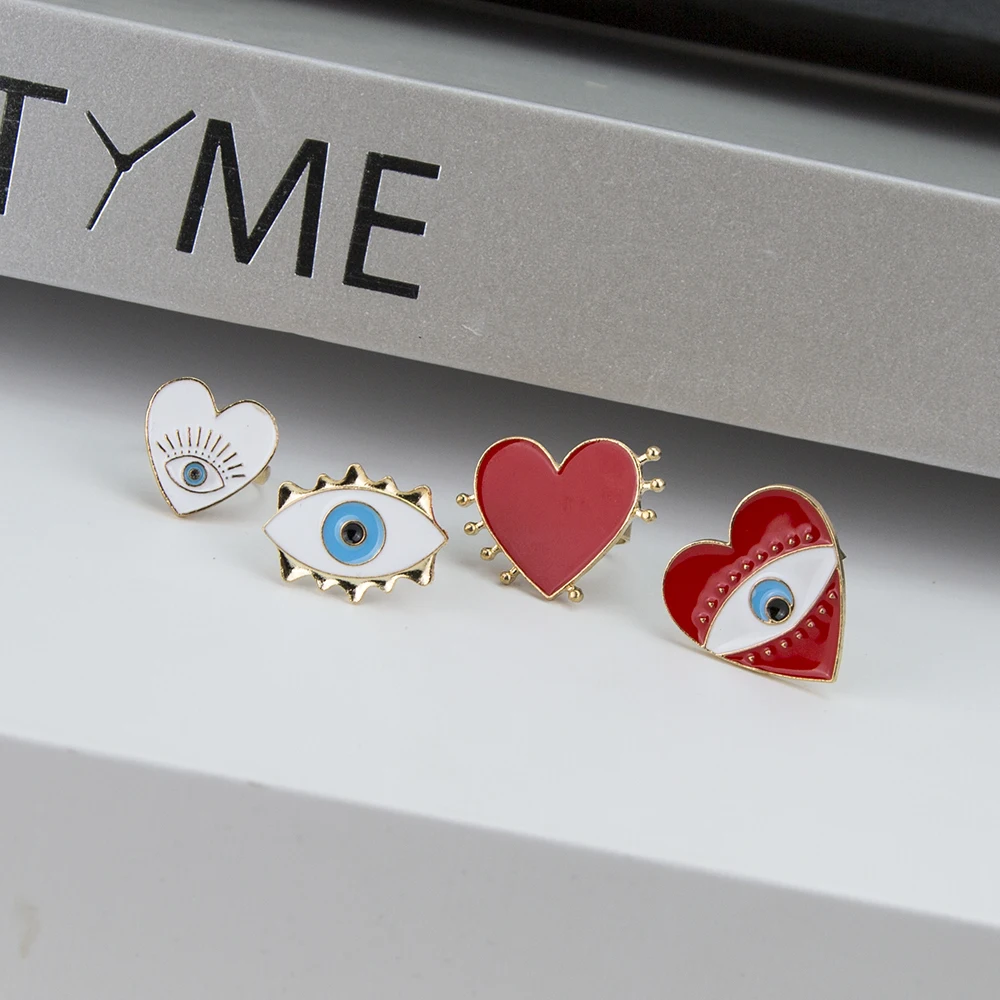XIYANIKE 2019 New Adjustable Gold Red Love Heart Evil Eye Fashion Rings For women Girl Bohemian Cute Ring Sets | Украшения и