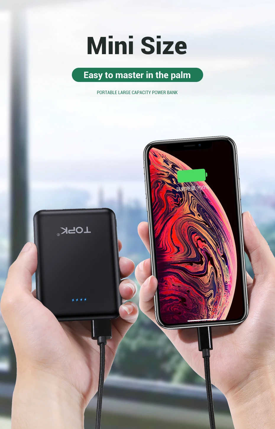 TOPK mi ni power Bank 5000 мАч портативное зарядное устройство power bank для iPhone Xiaomi mi 9 huawei samsung Внешний аккумулятор повербанк