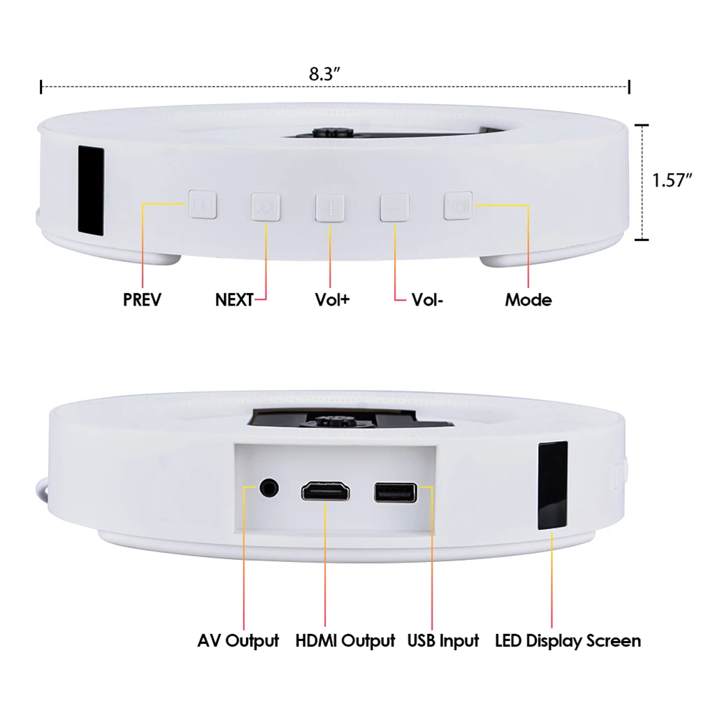 

Wall-Mount/Desk Stand CD Player Bluetooth Home Audio Boombox With Remote Control Portable Radio Built-in HiFi Speaker MP3 Player