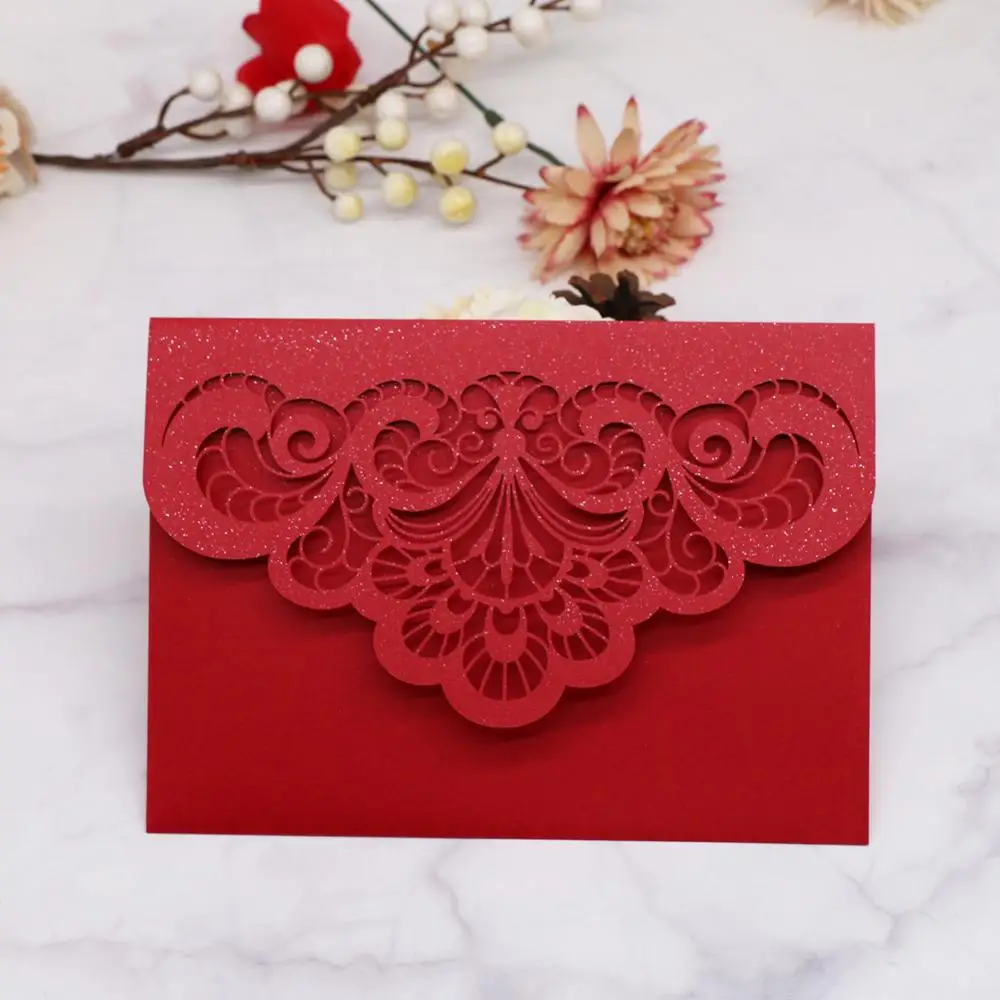 Конверт 20 шт./лот свадебная пригласительная открытка образец красное