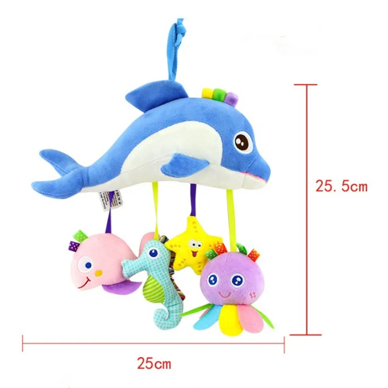 

2020 New Cartoon Animal Baby Rattles with Teether Mirror Stroller Accessories Crib Bell Comfort Plush Toys Educational Toys