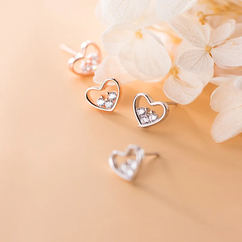 Trusta 925 пробы серебряные ювелирные изделия модные милые миниатюрные 8 мм X 7 мм полые серьги-гвоздики в форме сердца подарок для девочек, детей, леди DS514