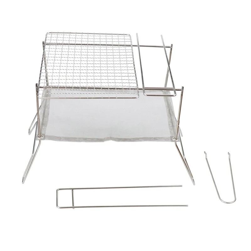 

Folding Barbecue Grill Firewood Stand Stainless Steel Camping Bonfire Rack Portable Barbecues For Travel Grill Outdoor