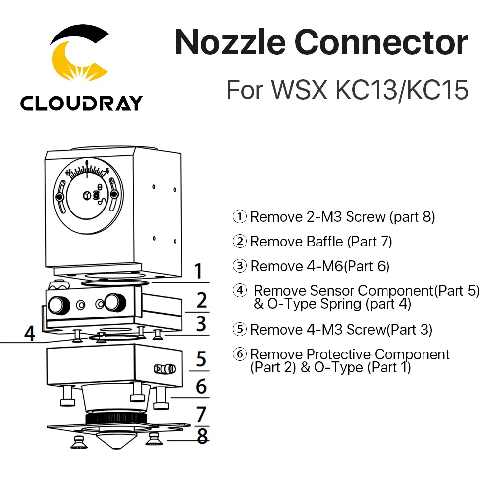 Коннектор для сопла Cloudray волоконно-лазерной головки WSX KC13 KC15 1064nm | Инструменты
