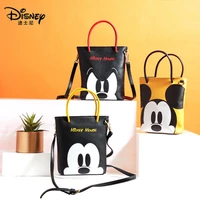 disney mickey pu messenger bag black large capacity oval shoulder bag multifunctional cartoon cute zipper open lid handbag