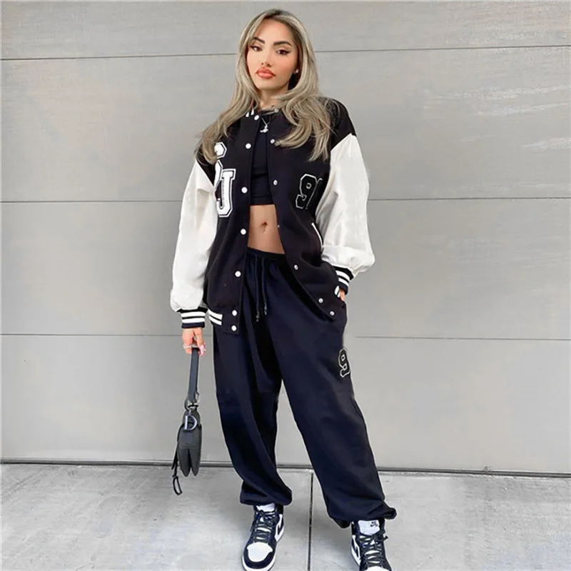 Куртка бейсбольная в стиле хип-хоп свободная куртка-бомбер Харадзюку для девушек