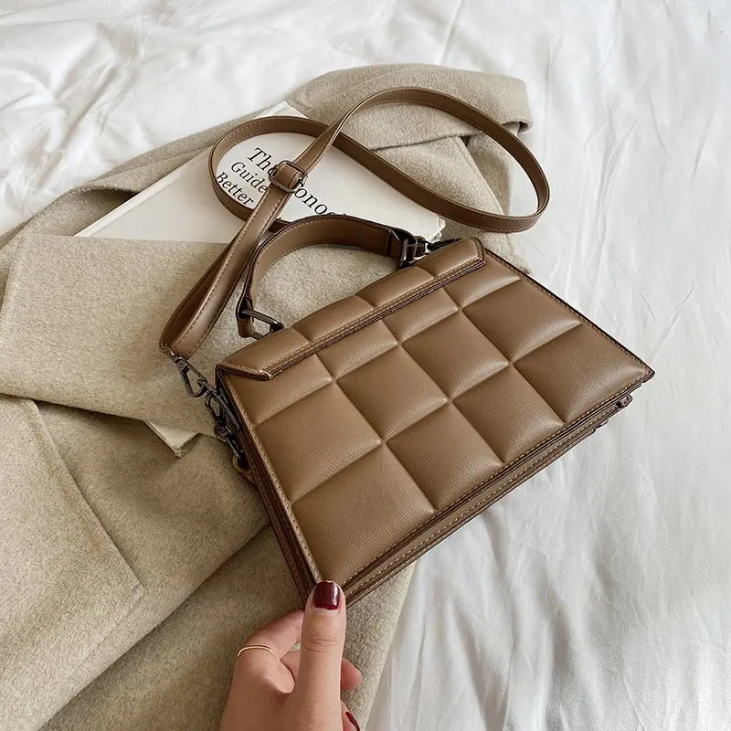 

Ladies Small Square Crossbdoy Bag Fashion High Quality Pu Leather Women Handbags Solid Color Lingge Shoulder Messenger Bags