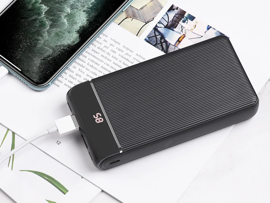 HOCO power Bank 20000 мАч портативный Встроенный кабель для быстрой зарядки Невидимый держатель для iphone 11 X XS Max XR Внешняя батарея