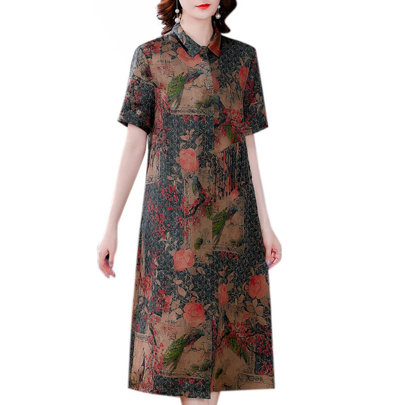 

COIGARSAM 4XL Plus Size Women Long dress Dresses Khaki 9929