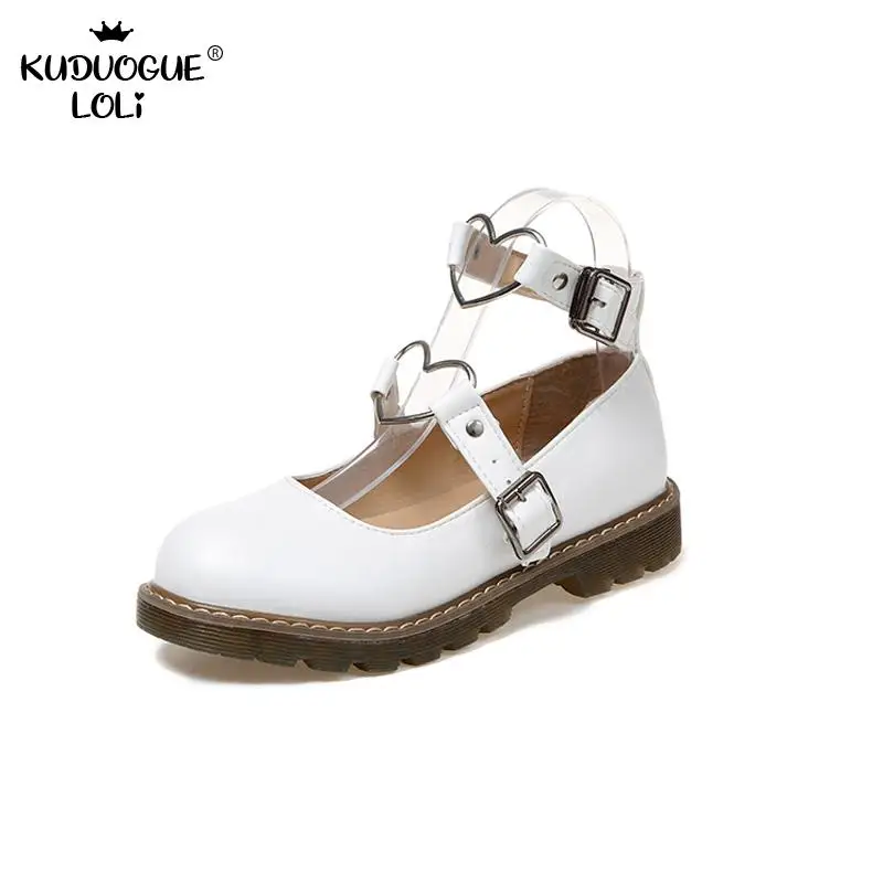 

Lovelive Student Anime Lolita Shoes College Girl Jk Uniform Shoes Pu Leather Heart-shaped Lac Platform Cosplay Women Flats Shoes