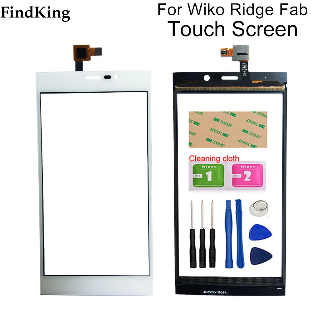 

Touch Screen Front Glass For Wiko Ridge Fab 4G Touch Screen TouchScreen Digiziter Repair Touch Panel Sensor Tools 3M Glue