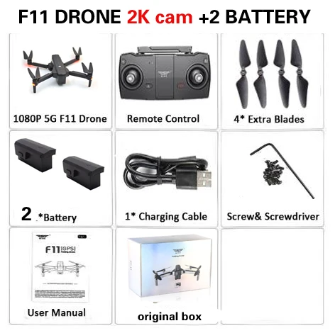 2battery 2K box SJRC F11 Дрон с GPS с Wi-Fi FPV 1080 P/2 K камера бесщеточный Квадрокоптер 25 минут время полета управление жестами складной Дрон Vs CG033 - Цвет: 2battery 2K box