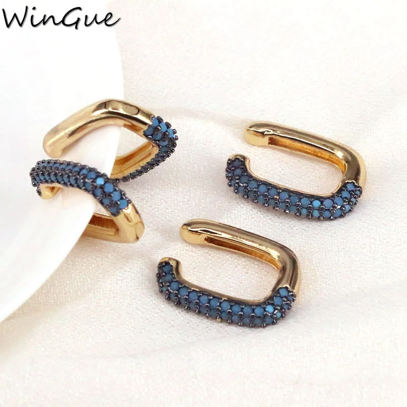 

Ear Clip on Earrings Cuff Colorful CZ Gold Color Women Earring Jewelry Non Pierced Ear Cuff