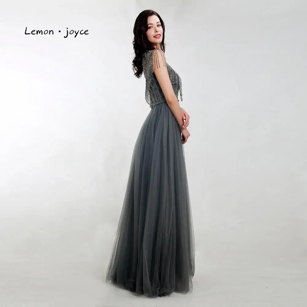 Lemon joyce Длинные вечерние платья 2020 для женщин с круглым вырезом бисером а силуэта