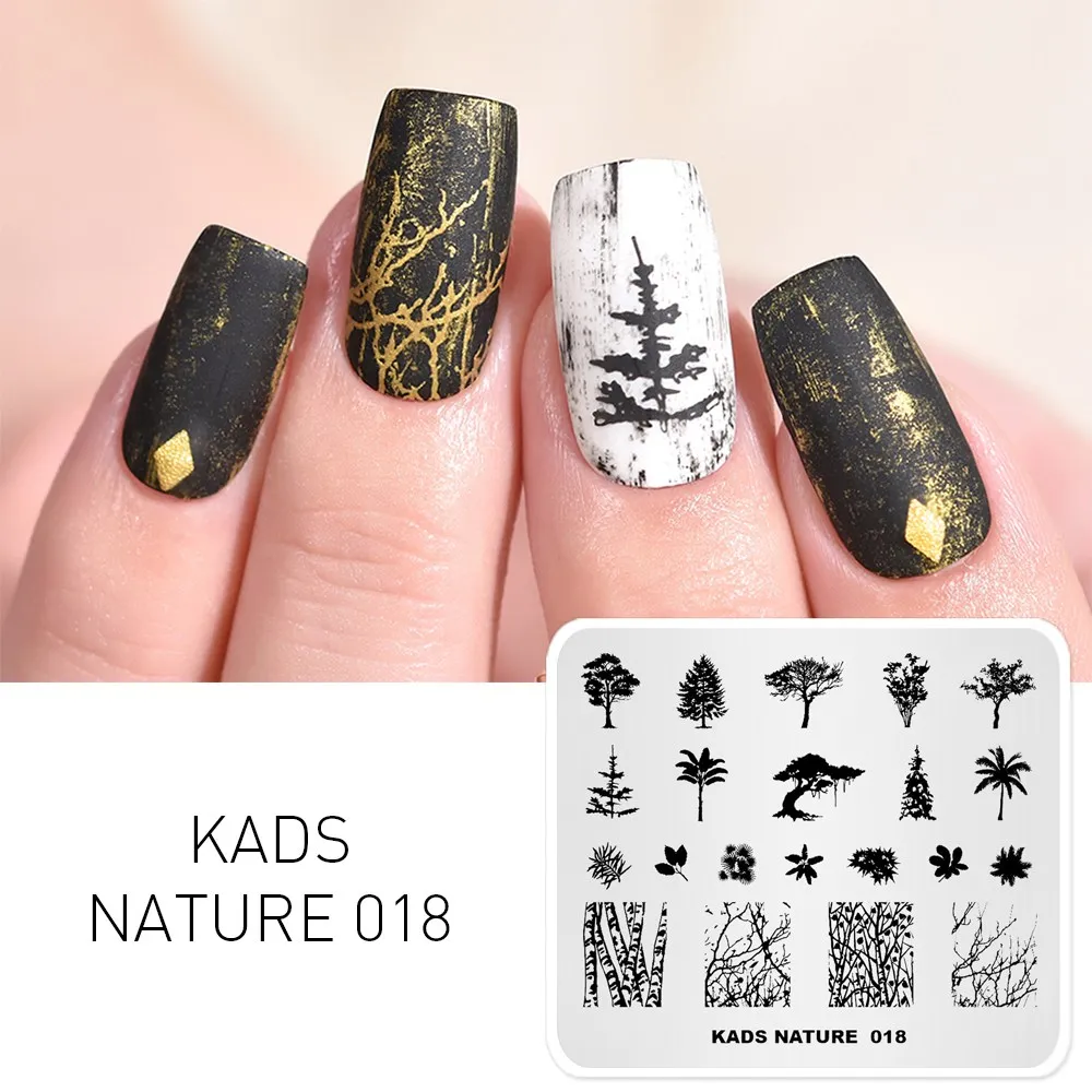 Nature 018 KADS стемпинг пластины для стемпинга штамп для стемпинга 23 дизайн Хэллоуин цветок стемпинг для ногтей пластины для ногтей трафареты для ногтей стемпинг пластины для маникюра стэмпинг печать для ногтей дизайн ногтей - Цвет: Nature 018