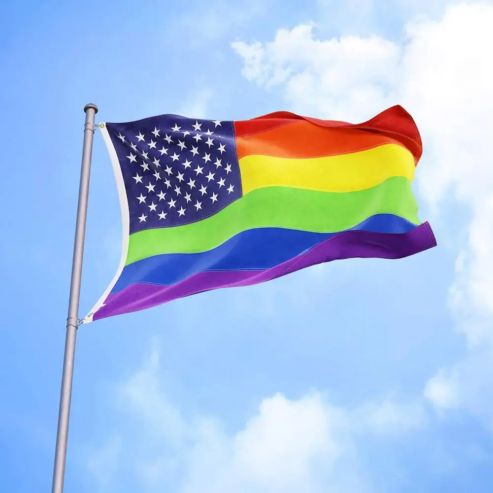 

3x5 Ft Stars Rainbow Stripes Flag Garden Flag With 2 Brass Grommets LGBT Banners Bisexual Pride Flag