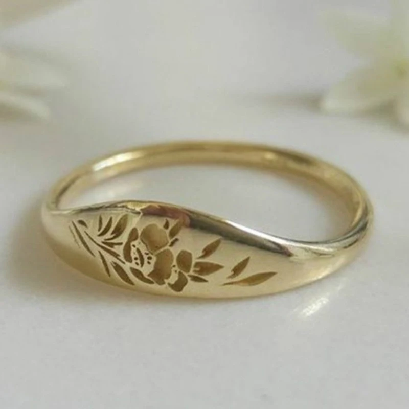 

Simple Romantic Stylish Hollowed-out Flower Ring for Female Engagement Daily Party Wedding Jewelry