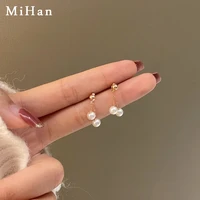 mihan 925 silver needle simulated pearl earring popular simply sweet simply chain drop earrings for women jewelry lady gifts