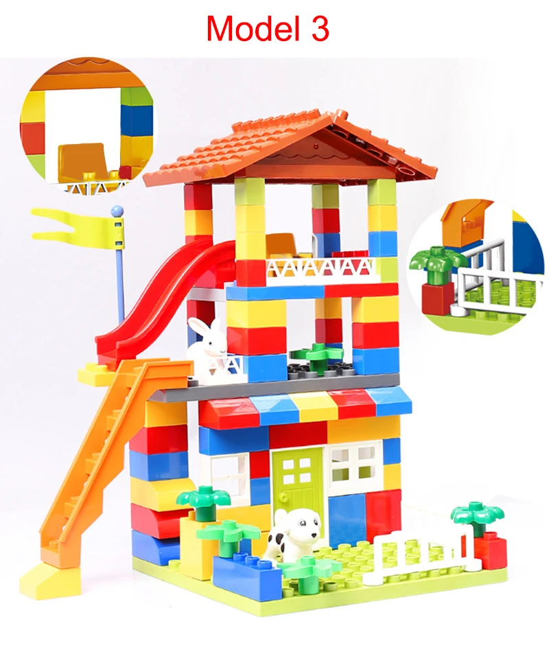 89PCS Big Building Blocks Colorful Bulk Bricks With Figure Accessories Compatible big blocks DIYToys for Children Gifts | Игрушки и