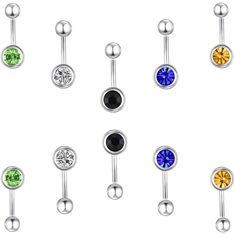 Промышленный пирсинг 1 шт. нержавеющая сталь Пирсинг живота зеленый белый черный