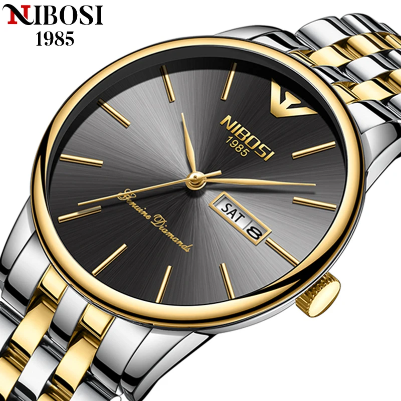 

NIBOSI Watches Mens Luxury Stainless Steel Waterproof Analog Quartz Watch with Chronograph Business Dress Wristwatch reloj hombr